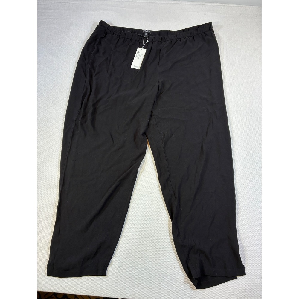 Eileen Fisher Silk Tapered Pant Side Slit‎ Black Plus Size 2X NWT